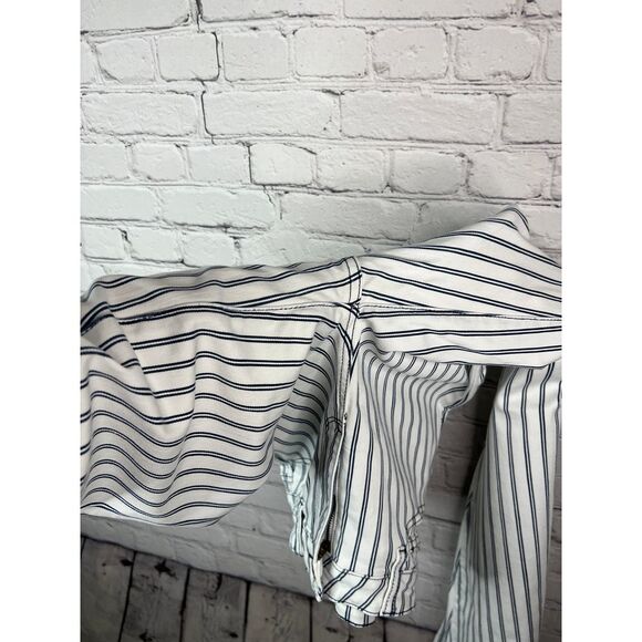 Judy Blue Rowan Super Flare Jeans Size 5/27 White Blue Striped High Rise Raw Hem - Picture 7 of 9